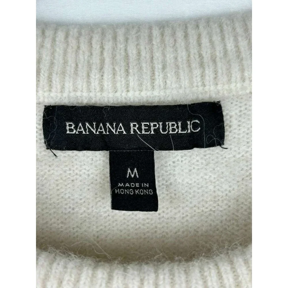Banana Republic Women's Medium Stripe Puff Sleeve Wool & Alpaca Blend Sweater - Picture 4 of 12